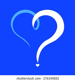 Heart question mark. Vector illustration 