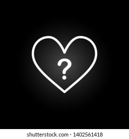 heart with question neon icon. Elements of Heartbeat set. Simple icon for websites, web design, mobile app, info graphics