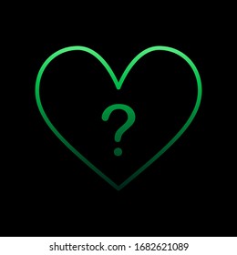 Herz mit Frage nolan Symbol. Einfache dünne Linie, Vektorillustration von Heartbeat-Symbolen für i und ux, Website oder mobile Anwendungen