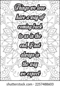 Heart Quotes. Motivational quotes coloring page. Inspirational quotes coloring page. Affirmative.Positive quotes. Coloring book for adults. Typography design.