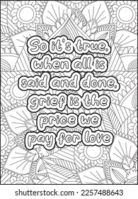 Heart Quotes. Motivational quotes coloring page. Inspirational quotes coloring page. Affirmative.Positive quotes. Coloring book for adults. Typography design.