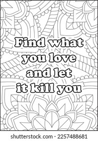 Heart Quotes. Motivational quotes coloring page. Inspirational quotes coloring page. Affirmative.Positive quotes. Coloring book for adults. Typography design.