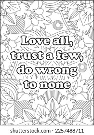 Heart Quotes. Motivational quotes coloring page. Inspirational quotes coloring page. Affirmative.Positive quotes. Coloring book for adults. Typography design.