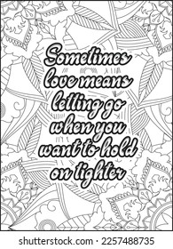 Heart Quotes. Motivational quotes coloring page. Inspirational quotes coloring page. Affirmative.Positive quotes. Coloring book for adults. Typography design.