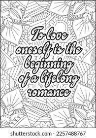 Heart Quotes. Motivational quotes coloring page. Inspirational quotes coloring page. Affirmative.Positive quotes. Coloring book for adults. Typography design.