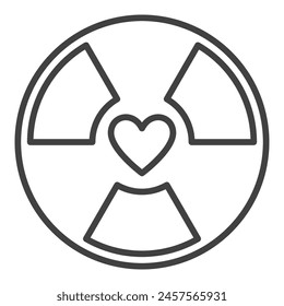 Heart with Radiation vector Radioactive concept icon or symbol in outline style