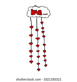 Heart Rain out of a Love Cloud Doodle Icon