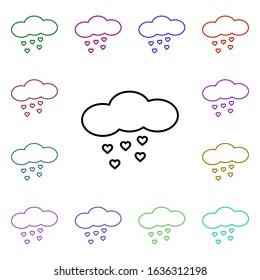 Heart rain, snow, cloud multi color style icon. Simple thin line, outline vector of heartbeat icons for ui and ux, website or mobile application