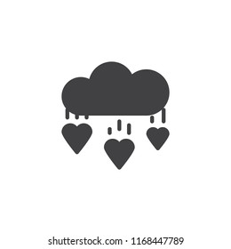 Heart rain vector icon. filled flat sign for mobile concept and web design. Cloud and heart rain drops simple solid icon. Symbol, logo illustration. Pixel perfect vector graphics