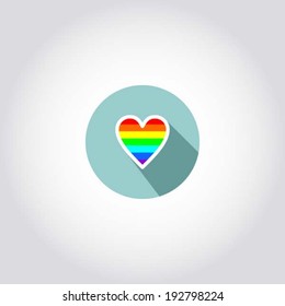 Heart with rainbow, app icon, vector