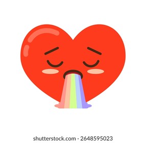 Eructo del arco iris del corazón. Vómitos cardíacos. Ilustrador de Vector aislado sobre fondo blanco