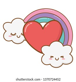 heart and rainbow with clouds