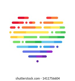 Heart in rainbow colors. LGBTQ+ community. Pride symbol. Flat icon and pattern. Vector file.