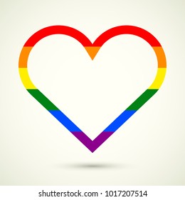 Heart in rainbow colors with space for text.  Symbol of LGBT communities, gays, lesbians, transsexuals. Postcards or billboards concept for people with non-traditional sexual orientation. Vector.