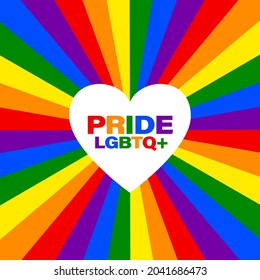 Heart with Rainbow Flag Colors Background of LGBT Symbol. Pride LGBTQ+ Concept for Print and WEB. Vector Illustration.