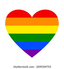 Heart with Rainbow Flag Colors of LGBT Symbol. Pride LGBTQ+ Concept for Print and WEB. Vector Illustration.