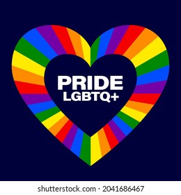 Heart with Rainbow Flag Colors of LGBT Symbol. Pride LGBTQ+ Concept for Print and WEB. Vector Illustration.