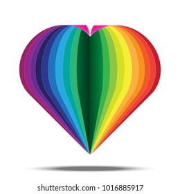 Heart rainbow on white background