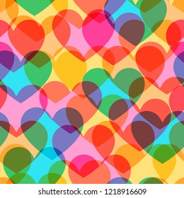 heart rainbow pattern with see through colorful hearts