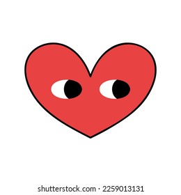 Heart Rainbow Sticker Retro Groovy Hand Drawn