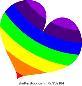 Heart with Rainbow Stripes ,Vector Illustration