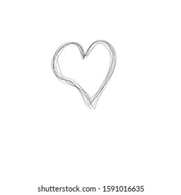 Heart of random chaotic lines. Hand drawing . Vector illustration, icon , line work
