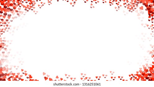 Heart random shape vector red and pink confetti frame Valentine's Day background banner