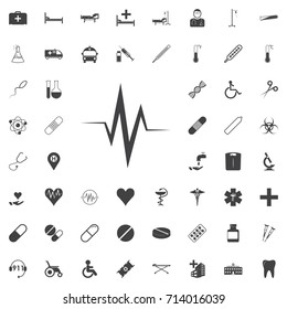 Heart Rate black icon on the white background medicine, medical set Flat vector illustration.