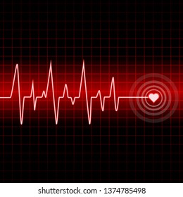 Heart rate cardiogram uses red and black with white and red lines