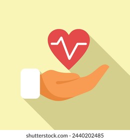 Heart rate care icon flat vector. Man chest disease. Angina sick