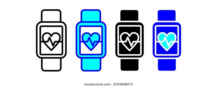 Heart Rate Clock Icon Set Multiple Style Collection