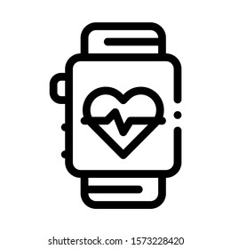 Heart Rate Counter Icon Vector. Outline Heart Rate Counter Sign. Isolated Contour Symbol Illustration