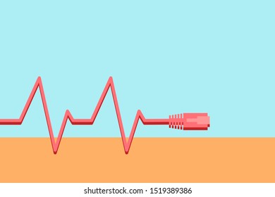 Heart rate EKG style using an ethernet cable for device or technology stress concept