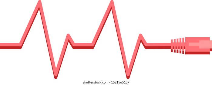 Heart rate EKG style using an ethernet cable for device or technology stress concept