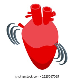 Heart rate fear icon isometric vector. Panic attack. Anger stress