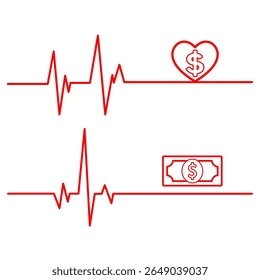 Heart Rate and Financial Health A Visual Representation of Economic Well being. vector illustration