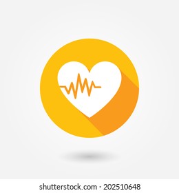 Heart Rate Flat Icon. Health Icon Vector Circle, Life Trace, Medicine, Pulse