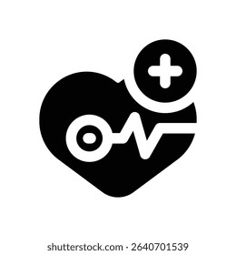 heart rate glyph icon. Strong and solid vector icon for websites, mobile interfaces, presentations, and visual branding. High quality and easy to edit.