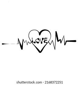 heart rate graph with heart
