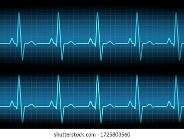 Heart rate graph. Heart beat. Ekg icon wave. Turquoise color. Stock vector illustration.