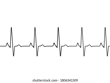 Herzfrequenzdiagramm. Herzschlag. Ekg Icon Welle. Schwarz-Weiß-Farbe. Stock-Vektorgrafik.