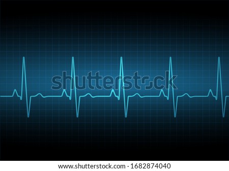 Heart rate graph. Heart beat. Ekg icon wave. Turquoise color. Stock vector illustration.