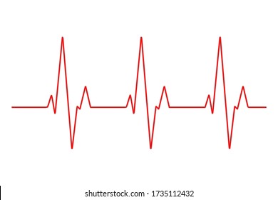 Heart rate graph. Heart beat line. Ekg icon wave. Red color. Sound wave line. Medical design. Stock vector illustration.
