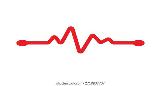 Gráfico da frequência cardíaca. Linha de batimento cardíaco. Onda do ícone do Ecg. Pulso de frequência cardíaca, medicina de ícones. A amplitude das ondas de rádio de som do áudio aumenta o design e a ilustração do vetor.
