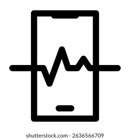 Heart rate graph displaying on phone screen indicating health tracking, ideal for illustrating medical or fitness apps.