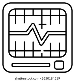 Icono de gráfico de frecuencia cardíaca representado por gráfico, gráfico, onda, estilo de línea de electrocardiograma.