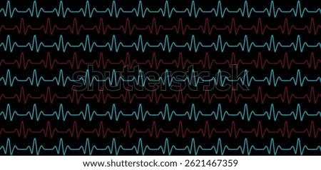 Heart rate graph seamless geometric vector pattern design. Heartbeat Pattern Animation Frames.