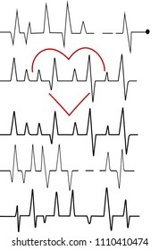 Heart rate graphic. Vector  (Electrocardiogram or ECG) set