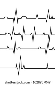 Heart rate graphic. Vector illustration. (Electrocardiogram or ECG) set