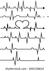 Heart rate graphic. Vector illustration. (Electrocardiogram or ECG) set